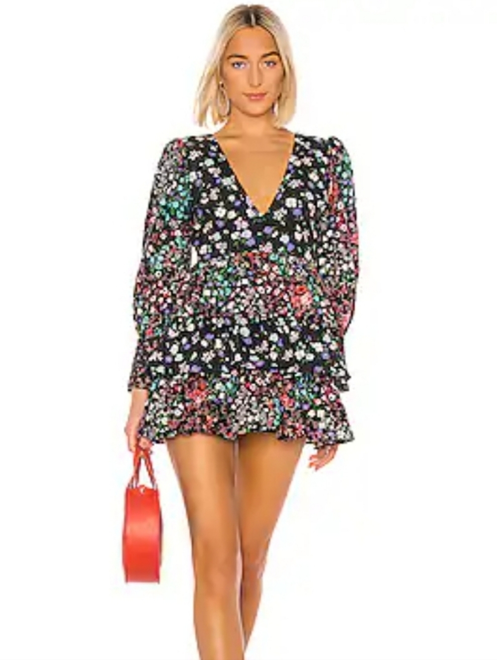 Loveshackfancy Floral Mini Paris Dress Tiered Long Sleeve Sz 2 Boho